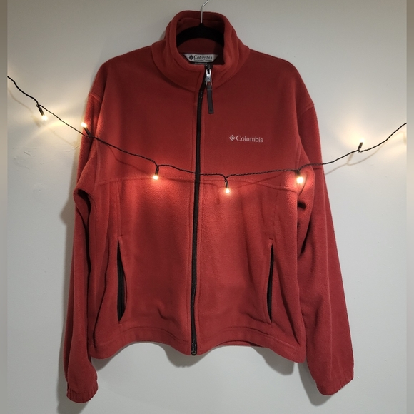 Columbia Men's Medium Red Full Zip Fleece Jacket - Picture 3 of 10